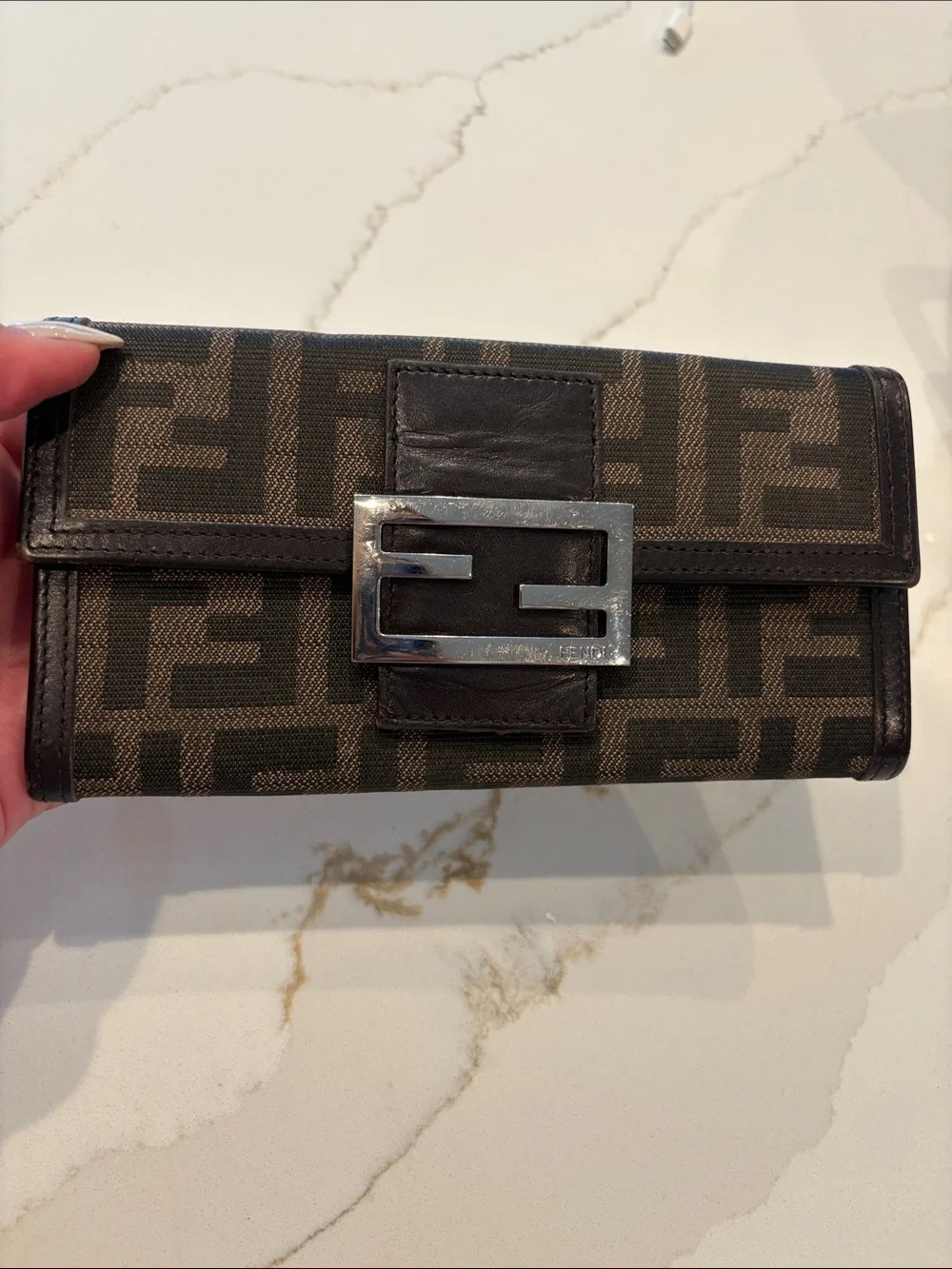 Fendi Brown and Tan FF Logo Wallet